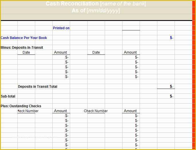 Bank Reconciliation Template Excel Free Download Of Bank Reconciliation Template