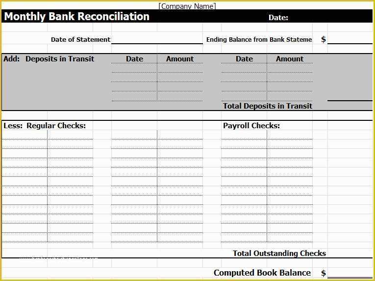 Bank Reconciliation Template Excel Free Download Of Bank Reconciliation Template