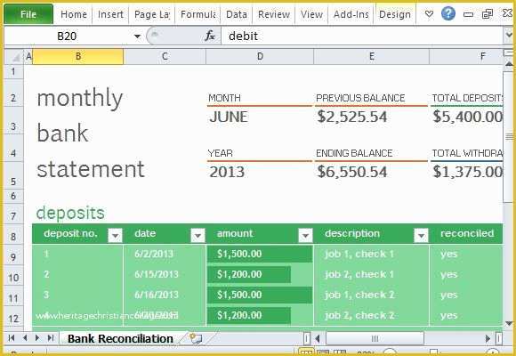 Bank Reconciliation Template Excel Free Download Of Monthly Bank Reconciliation Template for Excel