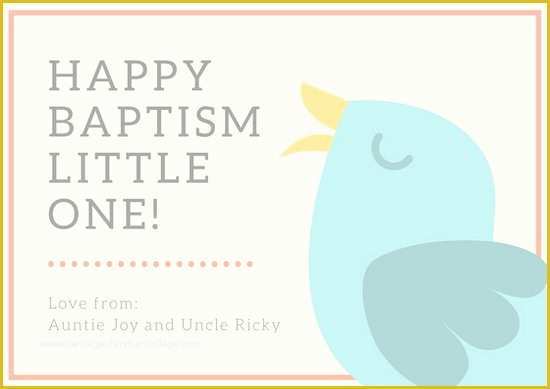 Baptism Card Template Free Of Blue and orange Bird Happy Baptism Card Templates by Canva