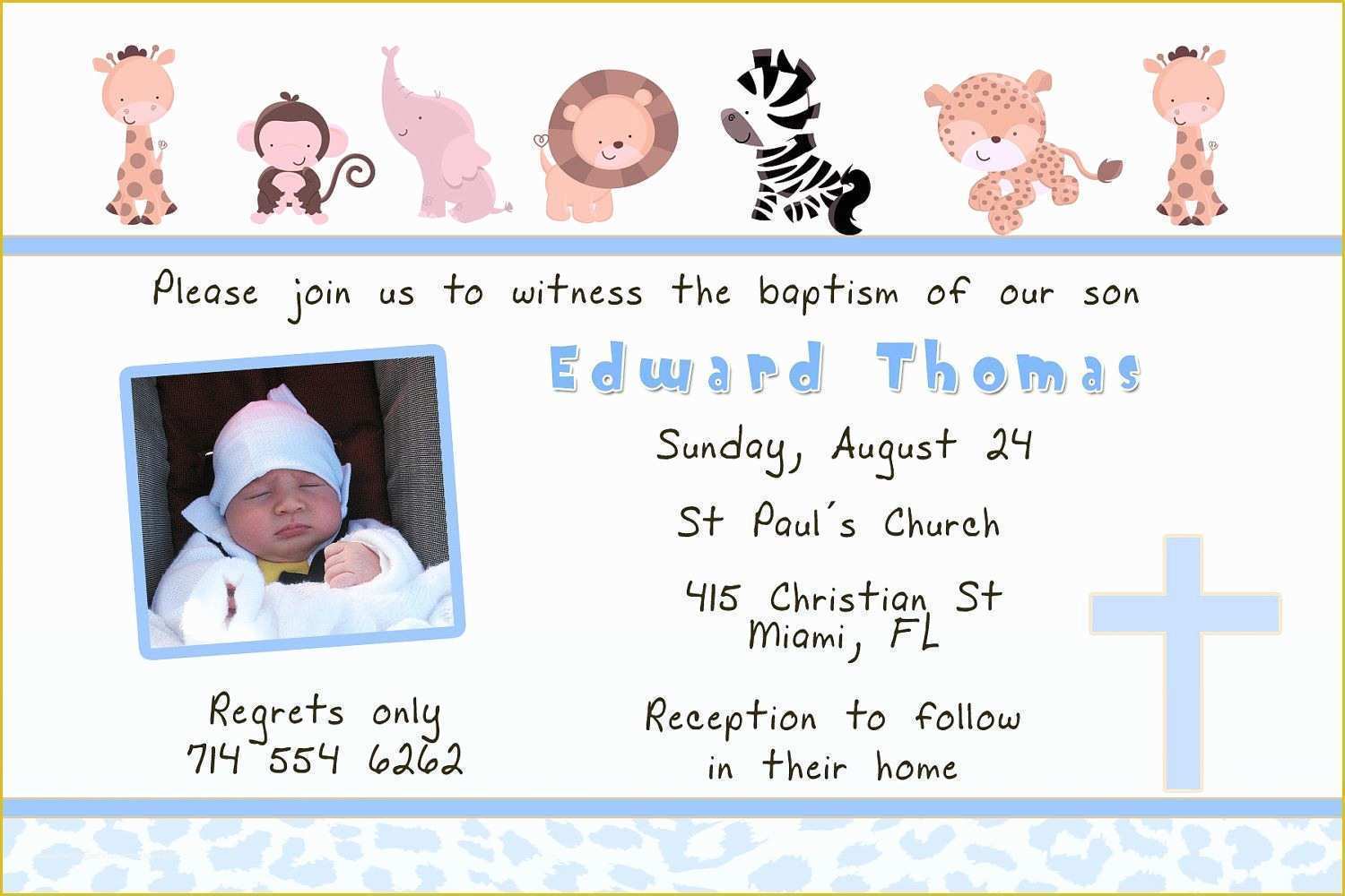 Baptism Card Template Free Of Boy Baptism Invitation Templates