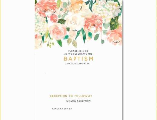 Baptism Card Template Free Of Free Free Template Free Floral Baptism Invitation Template