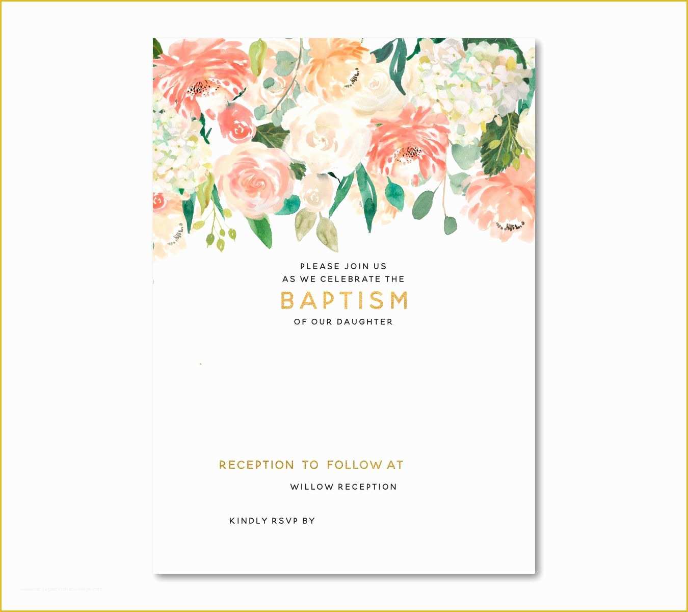 Baptism Card Template Free Of Free Free Template Free Floral Baptism Invitation Template