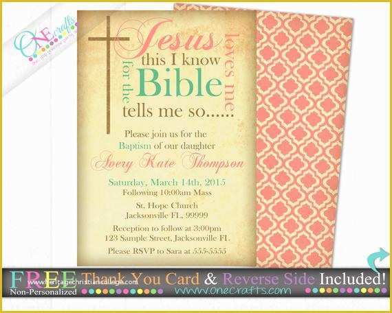 Baptism Card Template Free Of Items Similar to Printable Baptism Christening Invitation