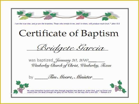Baptism Template Free Download Of 14 Baptism Certificate Templates – Samples Examples