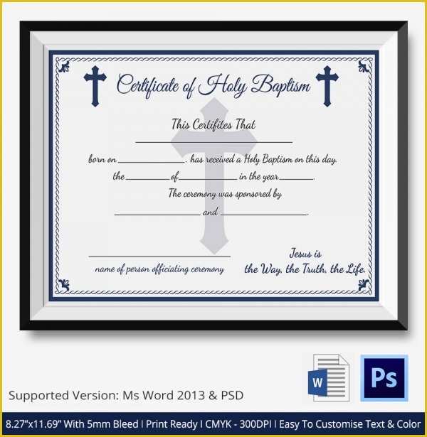 Baptism Template Free Download Of 18 Sample Baptism Certificate Templates Free Sample