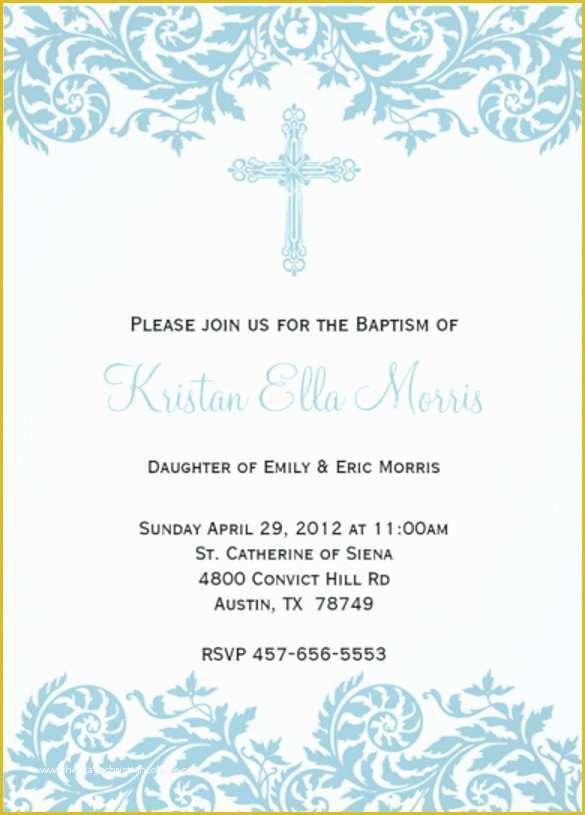 Baptism Template Free Download Of 30 Baptism Invitation Templates – Free Sample Example