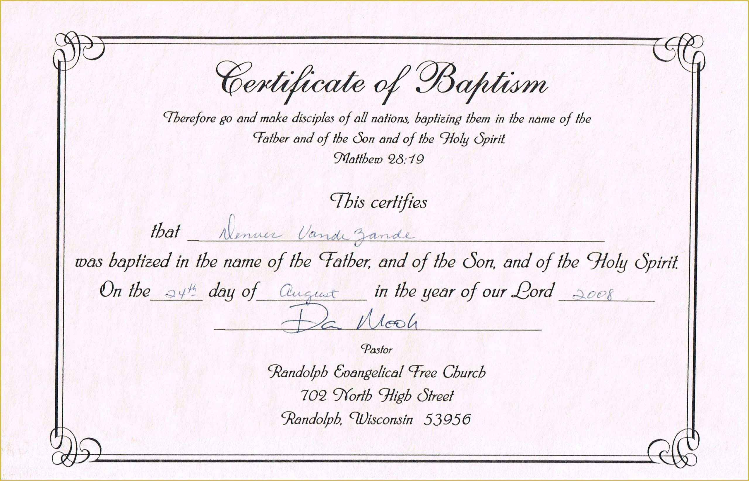 Baptism Template Free Download Of Baptism Certificate Templates for Word