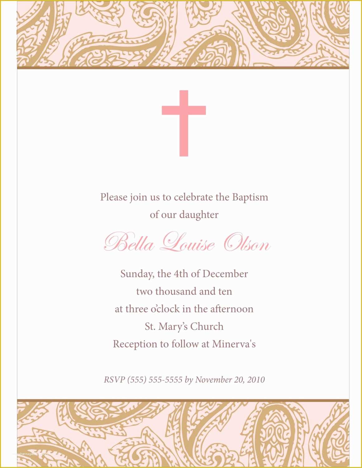 Baptism Template Free Download Of Downloadable Baptismal Invitation