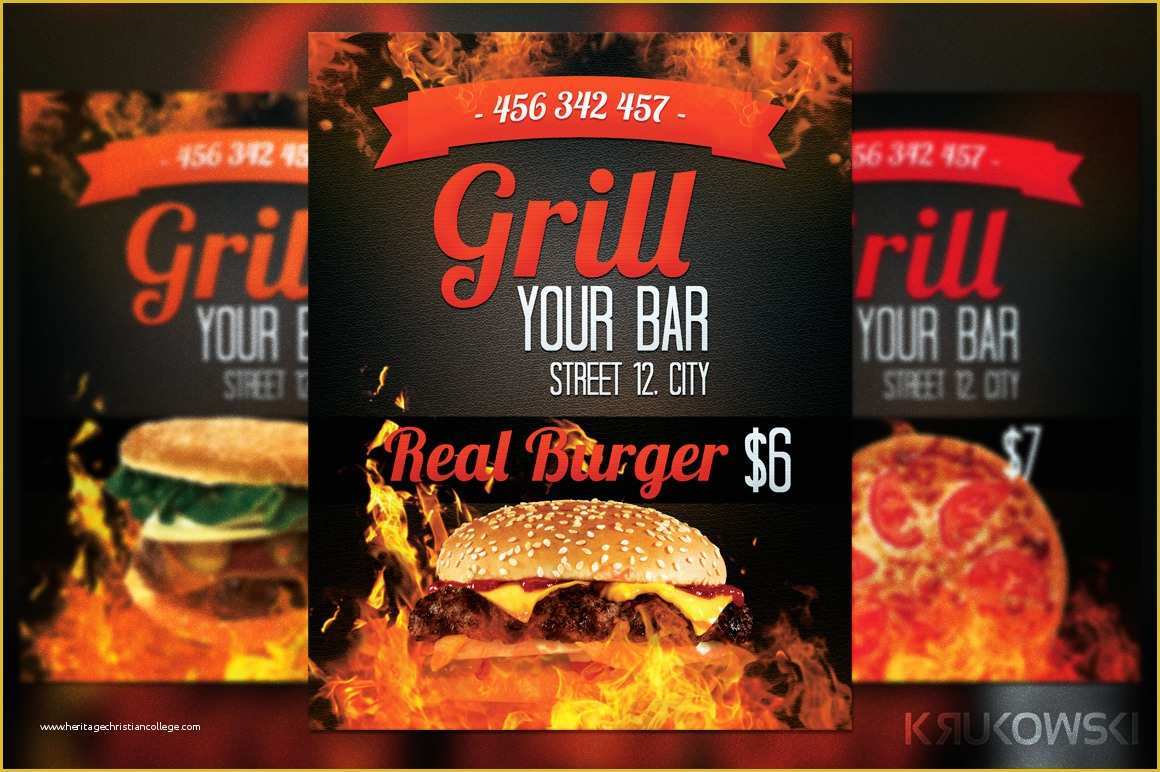 Bar Flyer Templates Free Of Grill Bar Flyer Flyer Templates On Creative Market