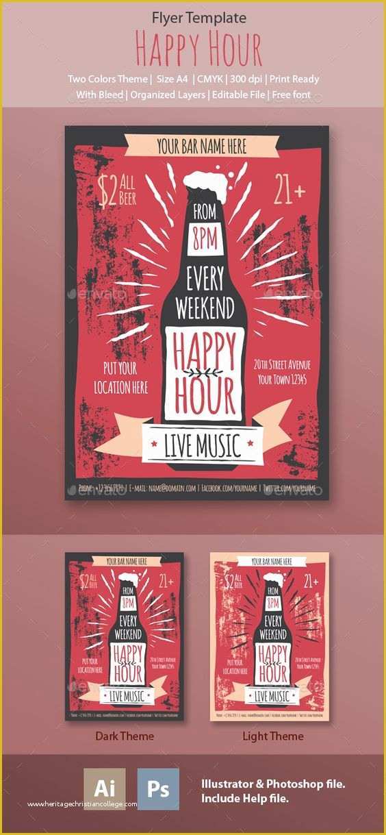 Bar Flyer Templates Free Of Happy Hour Flyer Template