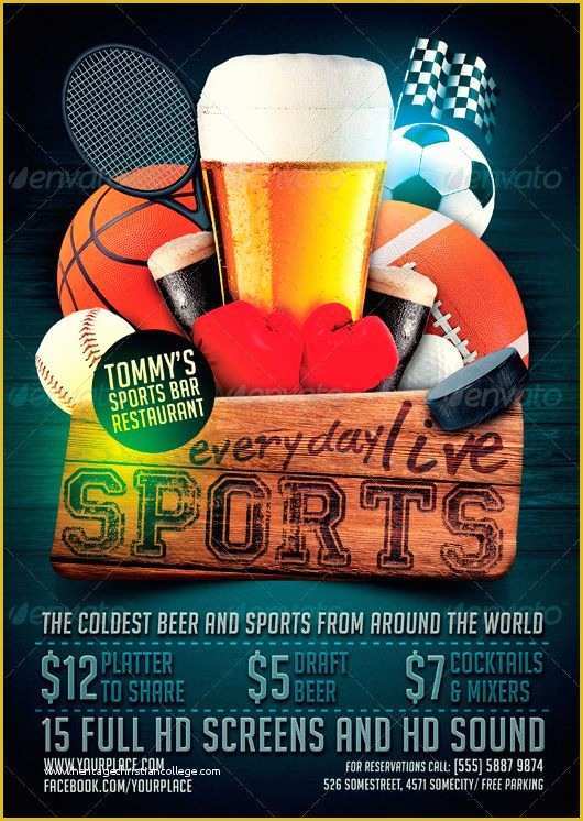 Bar Flyer Templates Free Of Sports Bar Flyer Template