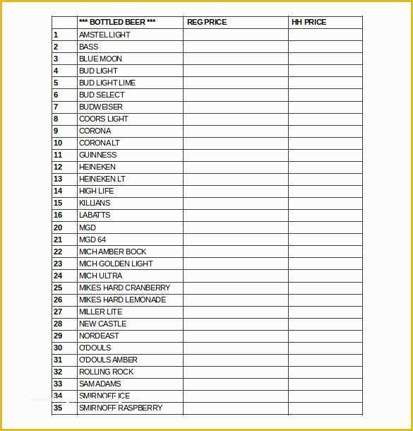 Bar Inventory Templates Free Of 15 Bar Inventory Templates – Free Sample Example format