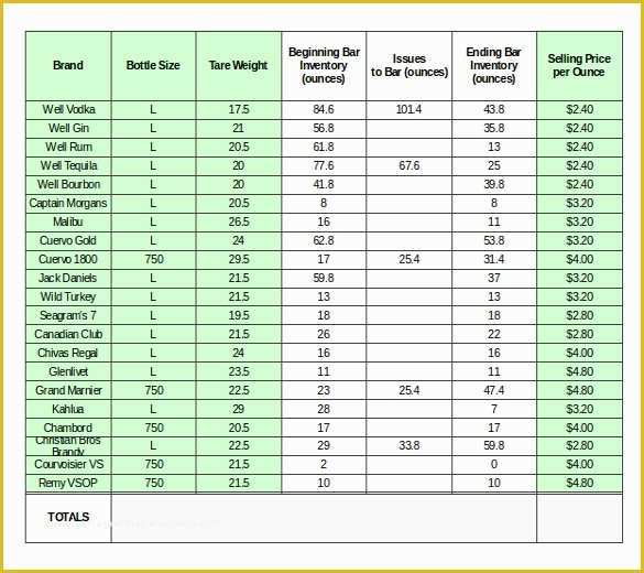 Bar Inventory Templates Free Of 16 Liquor Inventory Templates – Free Sample Example