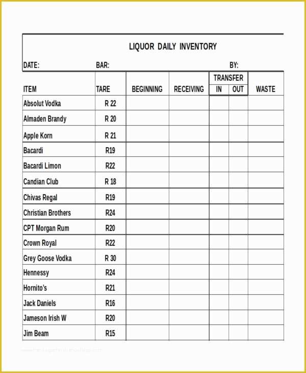 Bar Inventory Templates Free Of 17 Inventory Templates Free Sample Example format