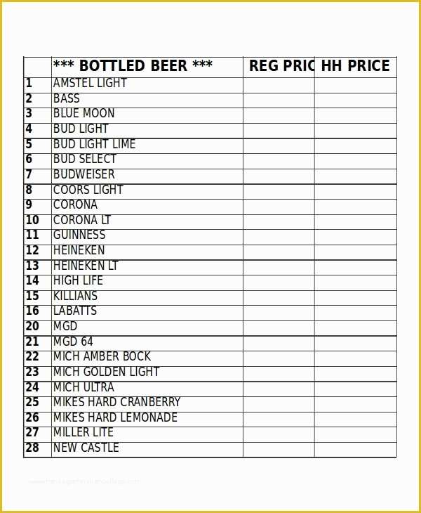 Bar Inventory Templates Free Of 17 Inventory Templates Free Sample Example format