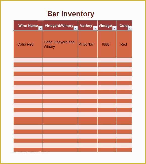 Bar Inventory Templates Free Of 9 Sample Liquor Inventory Templates to Download