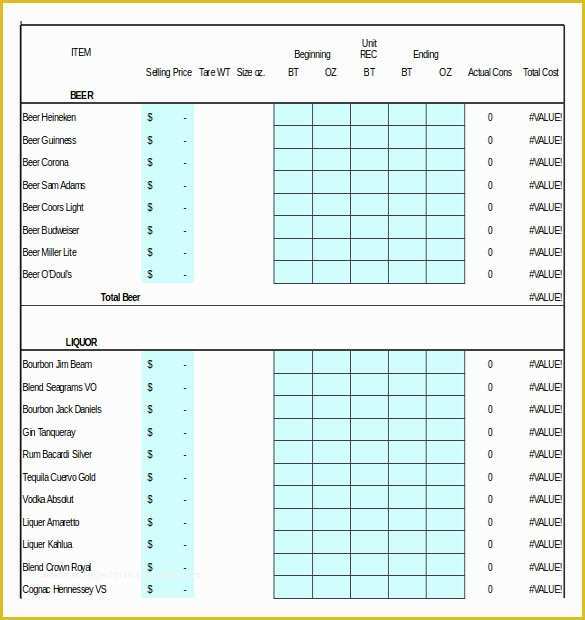 Bar Inventory Templates Free Of Bar Inventory Template – 11 Free Word Excel Pdf