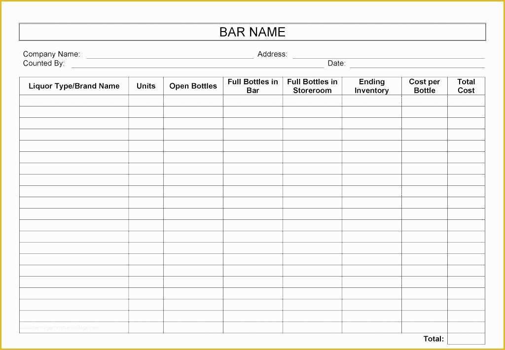 Bar Inventory Templates Free Of Beverage Inventory Template Bar Liquor Inventory