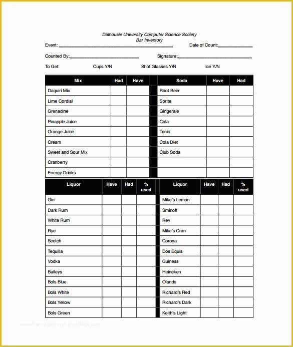 Bar Inventory Templates Free Of Inventory Sheet Template 14 Free Excel Pdf Documents