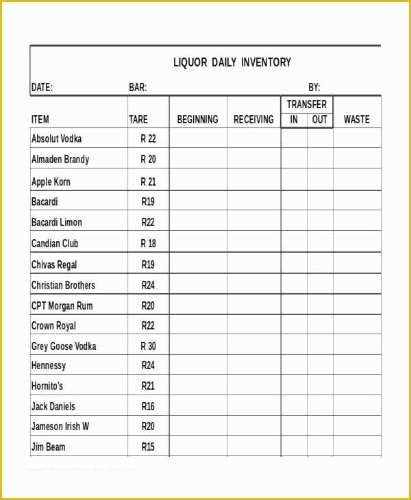 Bar Inventory Templates Free Of Inventory Template Sample Inventory List Example Chemical