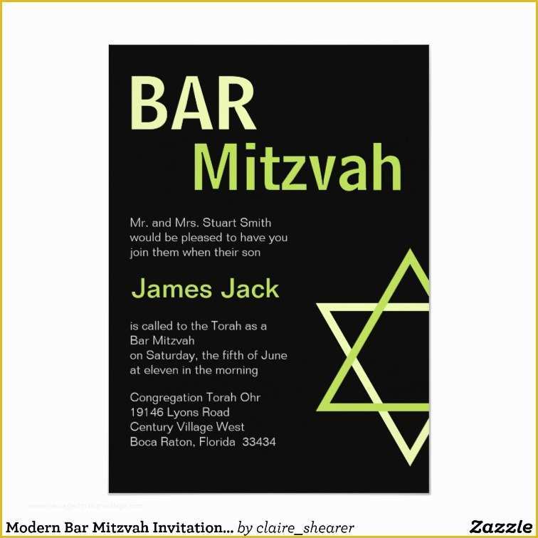 Bar Mitzvah Invitation Templates Free Of Modern Bar Mitzvah Invitation Green & Black Card