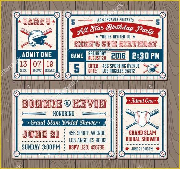 Baseball Ticket Invitation Template Free Of 21 Baseball Birthday Invitation Templates – Free Sample