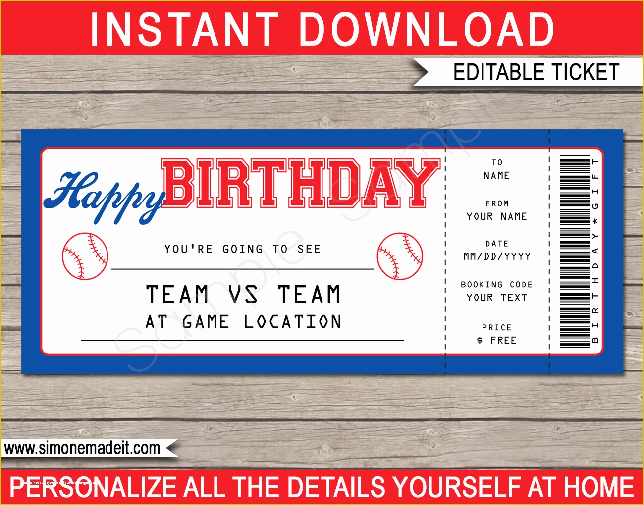 Baseball Ticket Invitation Template Free Of Baseball Game Birthday Gift Ticket