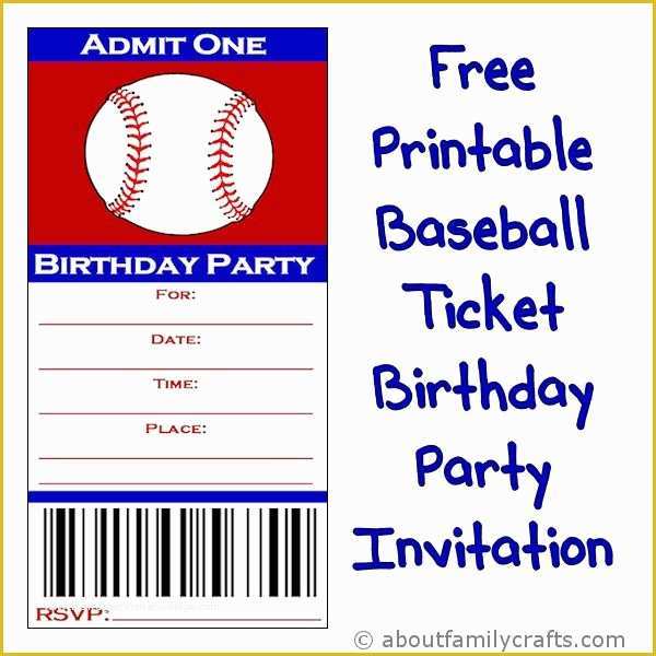 Baseball Ticket Invitation Template Free Of Baseball Ticket Birthday Party Invitation – About Family