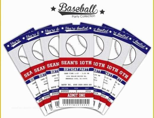 Baseball Ticket Invitation Template Free Of Baseball Ticket Invitations Printable Instant by Sqweezdesign