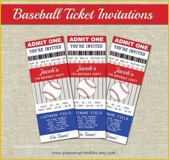 Baseball Ticket Invitation Template Free Of Baseball Ticket Invitations Printables Editable Text Pdf