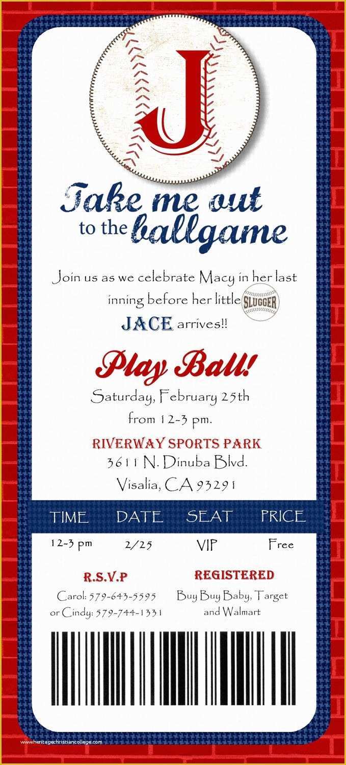 Baseball Ticket Invitation Template Free Of Baseball Ticket Shower Baseball Ticket Birthday