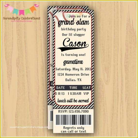 Baseball Ticket Invitation Template Free Of Diy Baseball Ticket Invitations Citigraphics