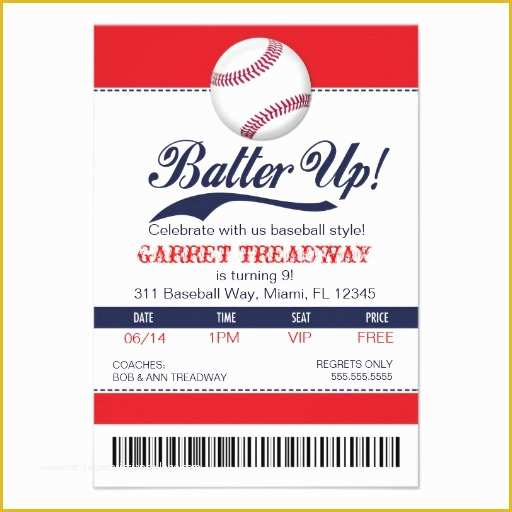 Baseball Ticket Invitation Template Free Of Personalized Baseball Invitations