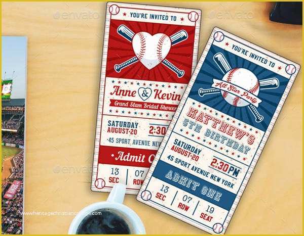 Baseball Ticket Template Free Download Of 10 Baseball Party Invitations