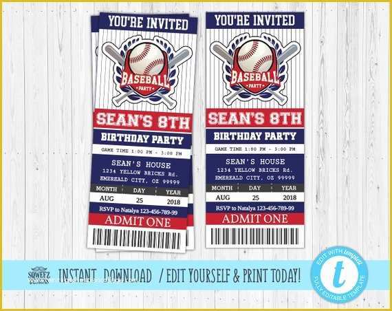 Baseball Ticket Template Free Download Of Baseball Birthday Invitation Baseball Ticket Invitation