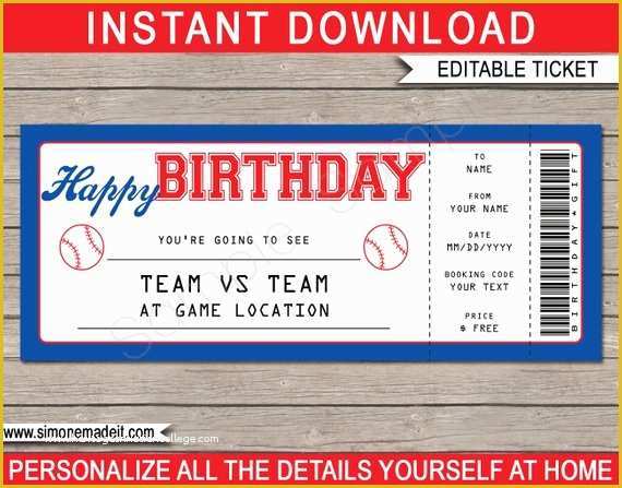 Baseball Ticket Template Free Download Of Baseball Game Ticket Birthday Gift Surprise Ticket to A
