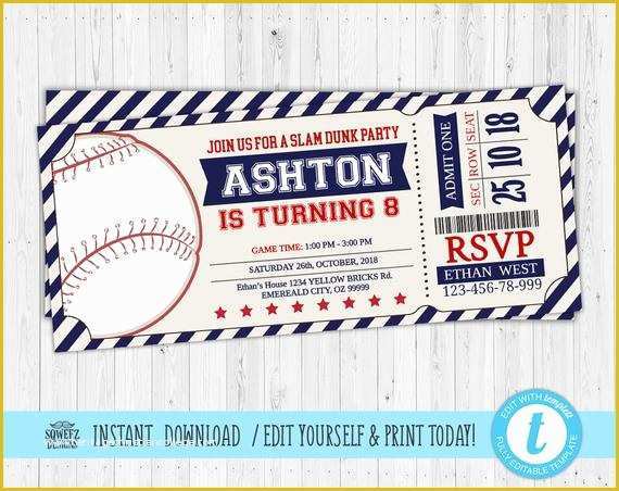 Baseball Ticket Template Free Download Of Baseball Invitations Baseball Birthday Invitations