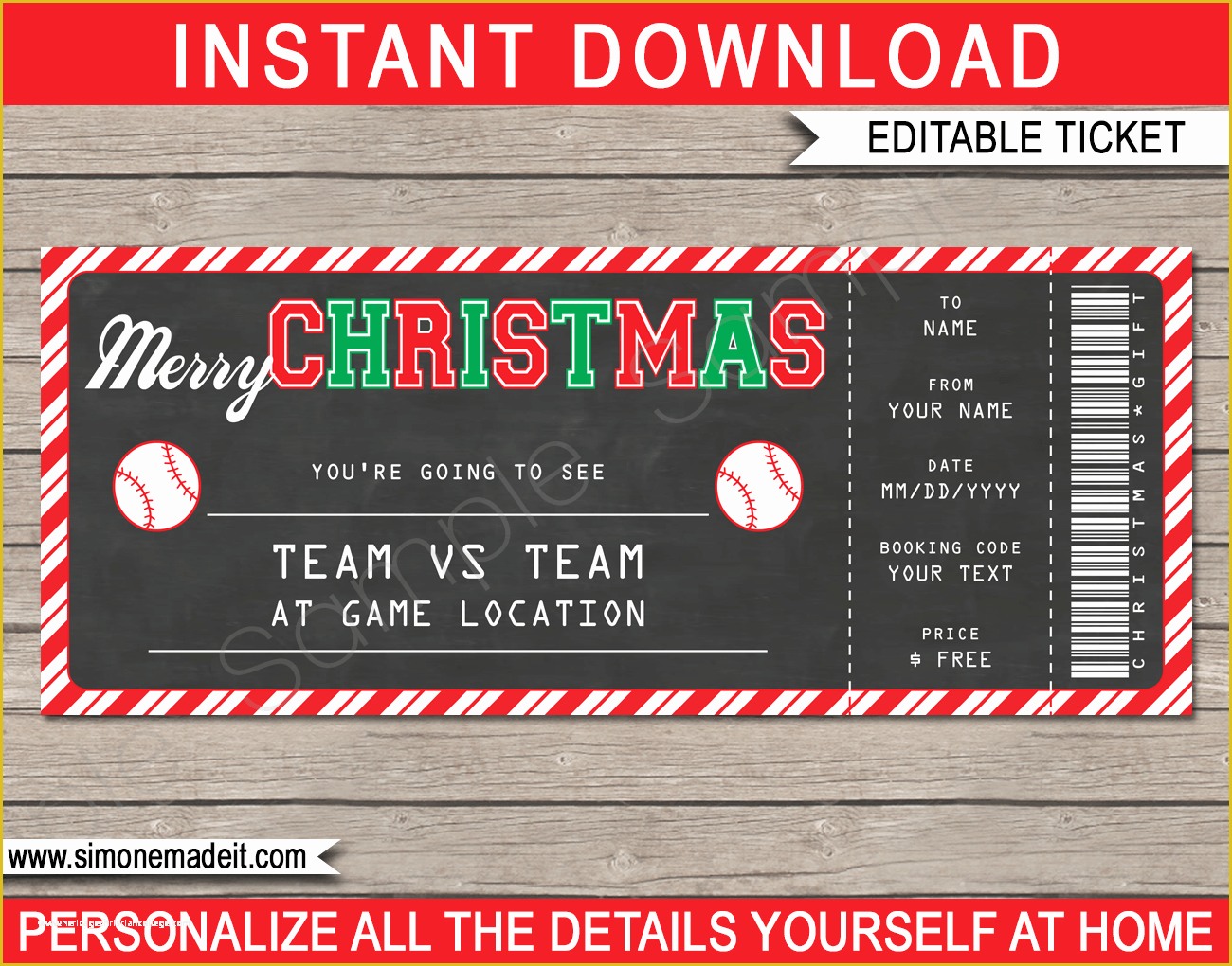 Baseball Ticket Template Free Download Of Christmas Gift Baseball Ticket Template