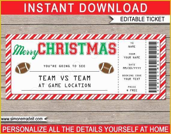 Baseball Ticket Template Free Download Of Football Game Ticket Christmas Gift Surprise Football