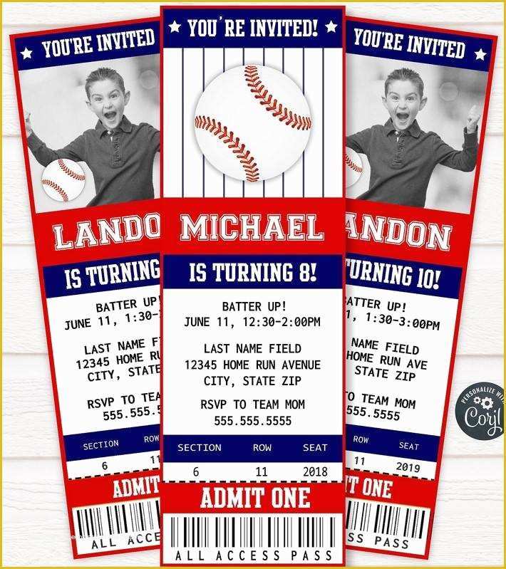 Baseball Ticket Template Free Download Of Free Printable Baseball Ticket Invitation Template