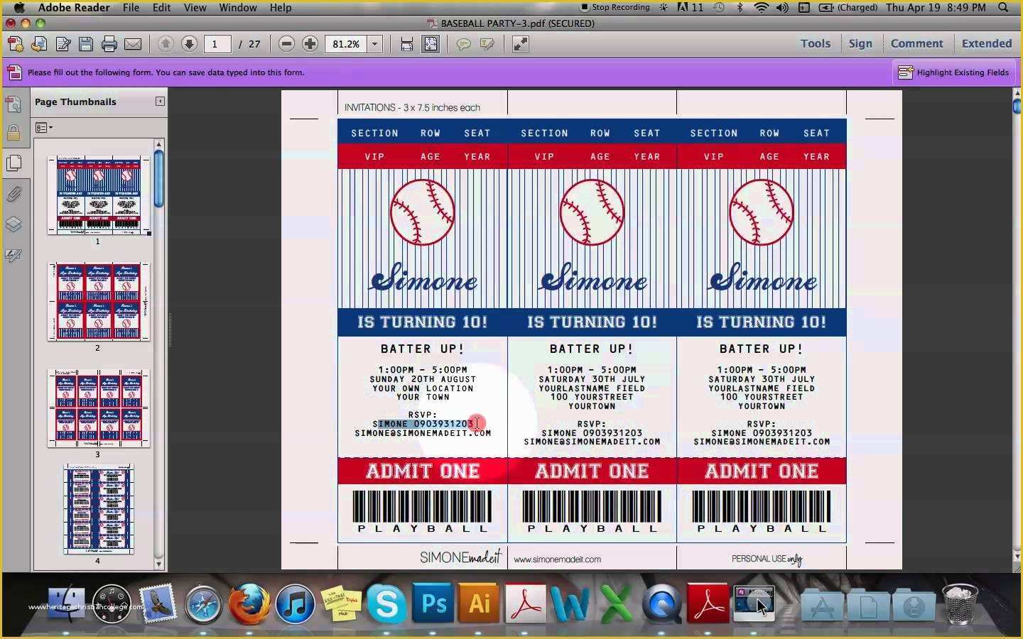 Baseball Ticket Template Free Download Of Ticket Invitation Template Download