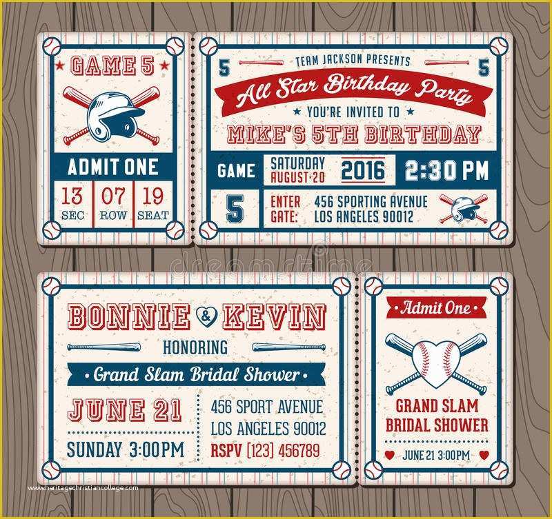 Baseball Ticket Template Free Download Of Vector Baseball event Invites Stock Vector Illustration