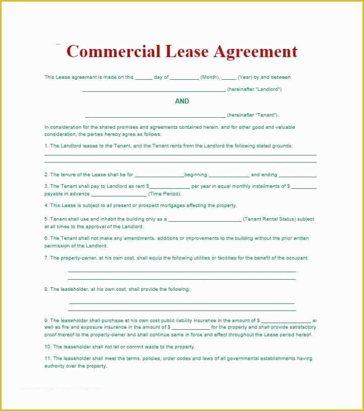 Basic Commercial Lease Agreement Template Free Of 26 Free Mercial Lease Agreement Templates Template Lab