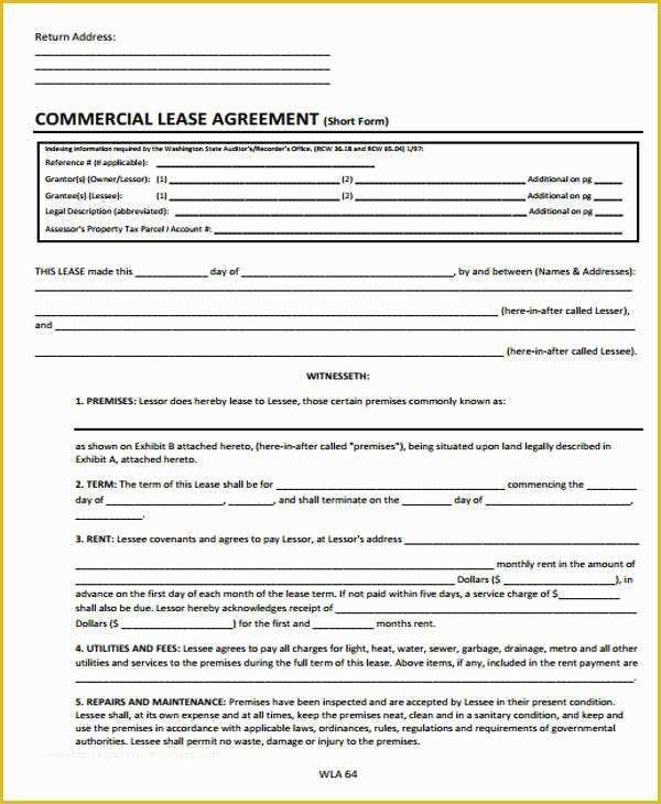 Basic Commercial Lease Agreement Template Free Of 39 Free Lease Agreement Templates Word Docs Pages
