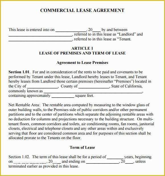 Basic Commercial Lease Agreement Template Free Of 8 Sample Mercial Lease Agreements