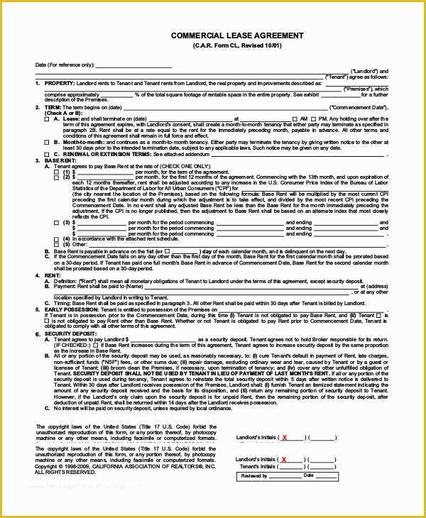 Basic Commercial Lease Agreement Template Free Of 9 Simple Lease Agreements