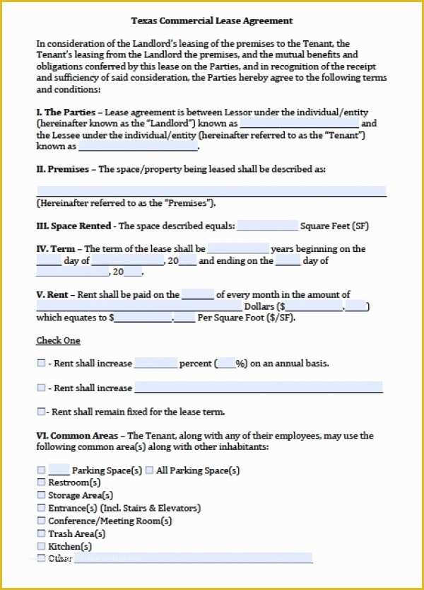Basic Commercial Lease Agreement Template Free Of Free Texas Mercial Lease Agreement Pdf