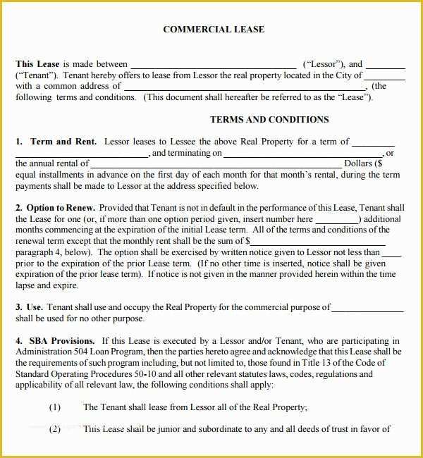 Basic Commercial Lease Agreement Template Free Of Mercial Lease Agreement 7 Free Download for Pdf