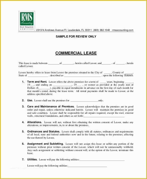 Basic Commercial Lease Agreement Template Free Of Sample Mercial Property Lease Agreement 8 Examples